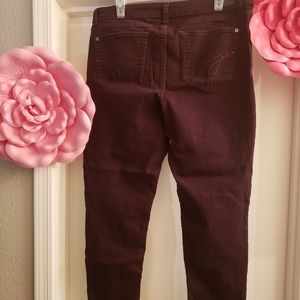 Burgandy Stretch Skinny Jeans - Size 16